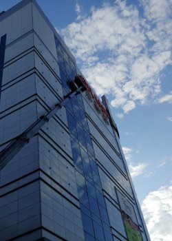 일산그랜드백화점 유리교체 현장